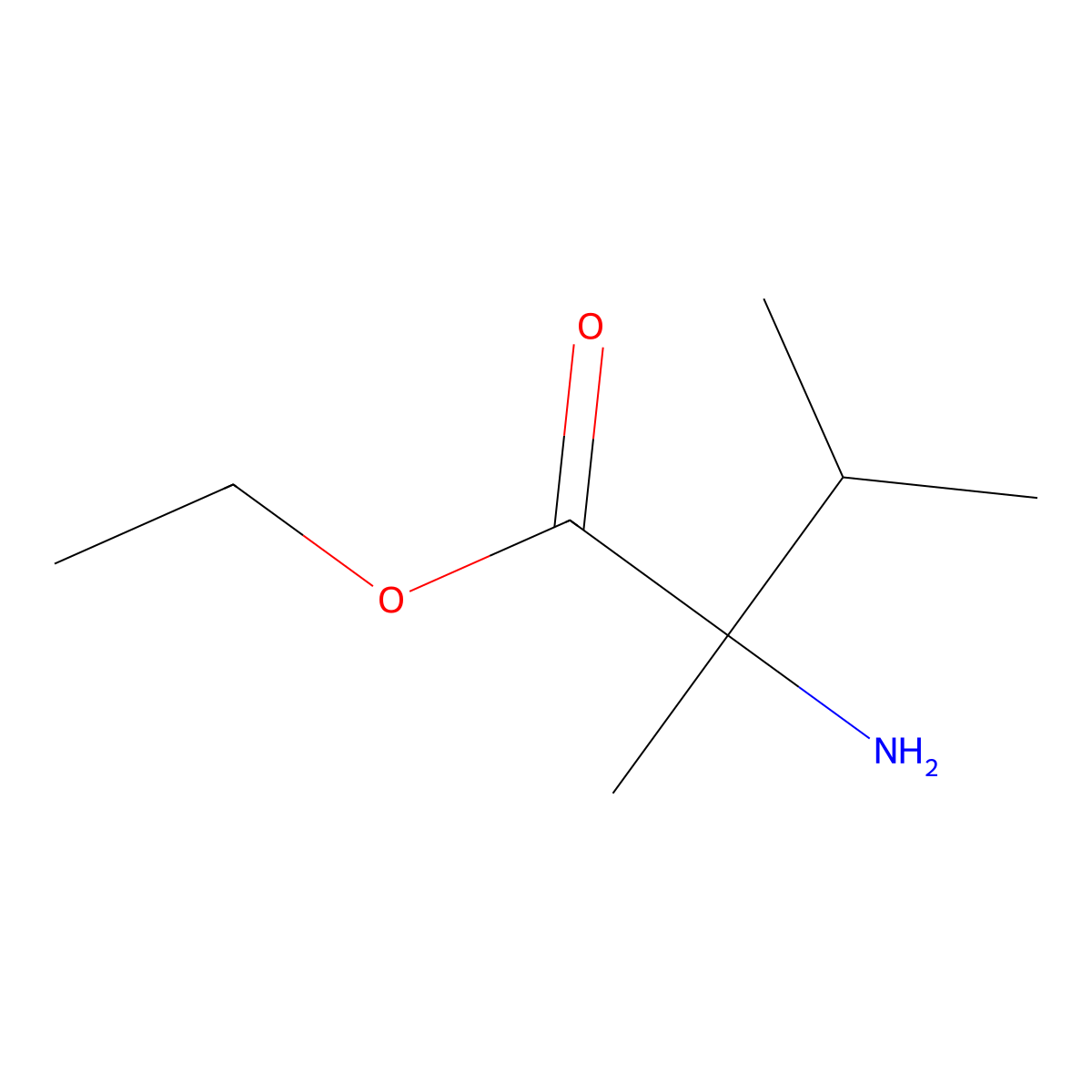 Ethyl 2-amino-2,3-dimethylbutanoate molecular structure, CAS 13893-48-6