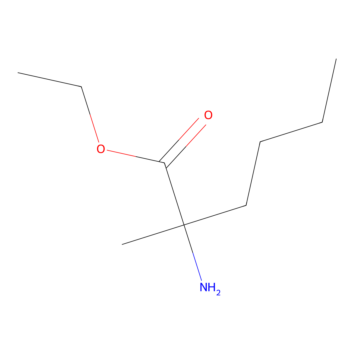 Ethyl 2-amino-2-methylhexanoate molecular structure, CAS 13893-49-7