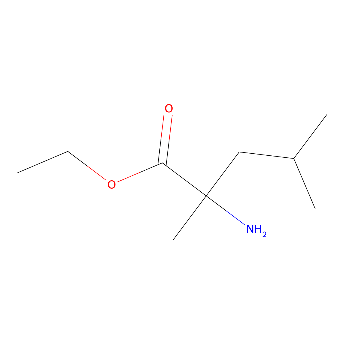 Ethyl 2-amino-2,4-dimethylpentanoate molecular structure, CAS 13893-50-0