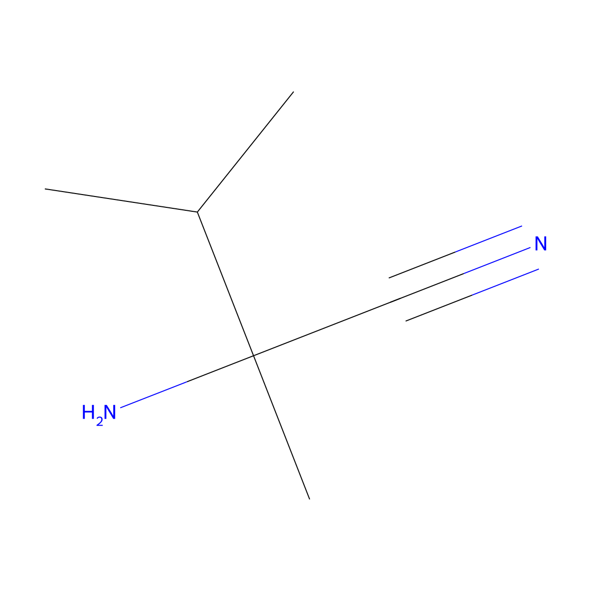 2-Amino-2,3-dimethylbutyronitrile molecular structure, CAS 13893-53-3
