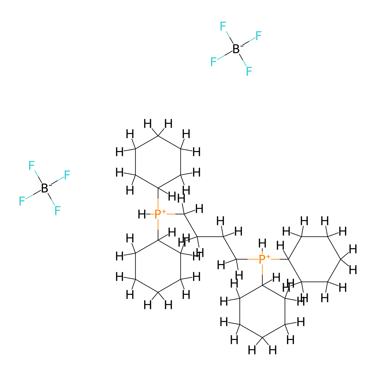 1,4-Bis(dicyclohexylphosphonium)butane bis(tetrafluoroborate) molecular structure, CAS 1389309-54-9