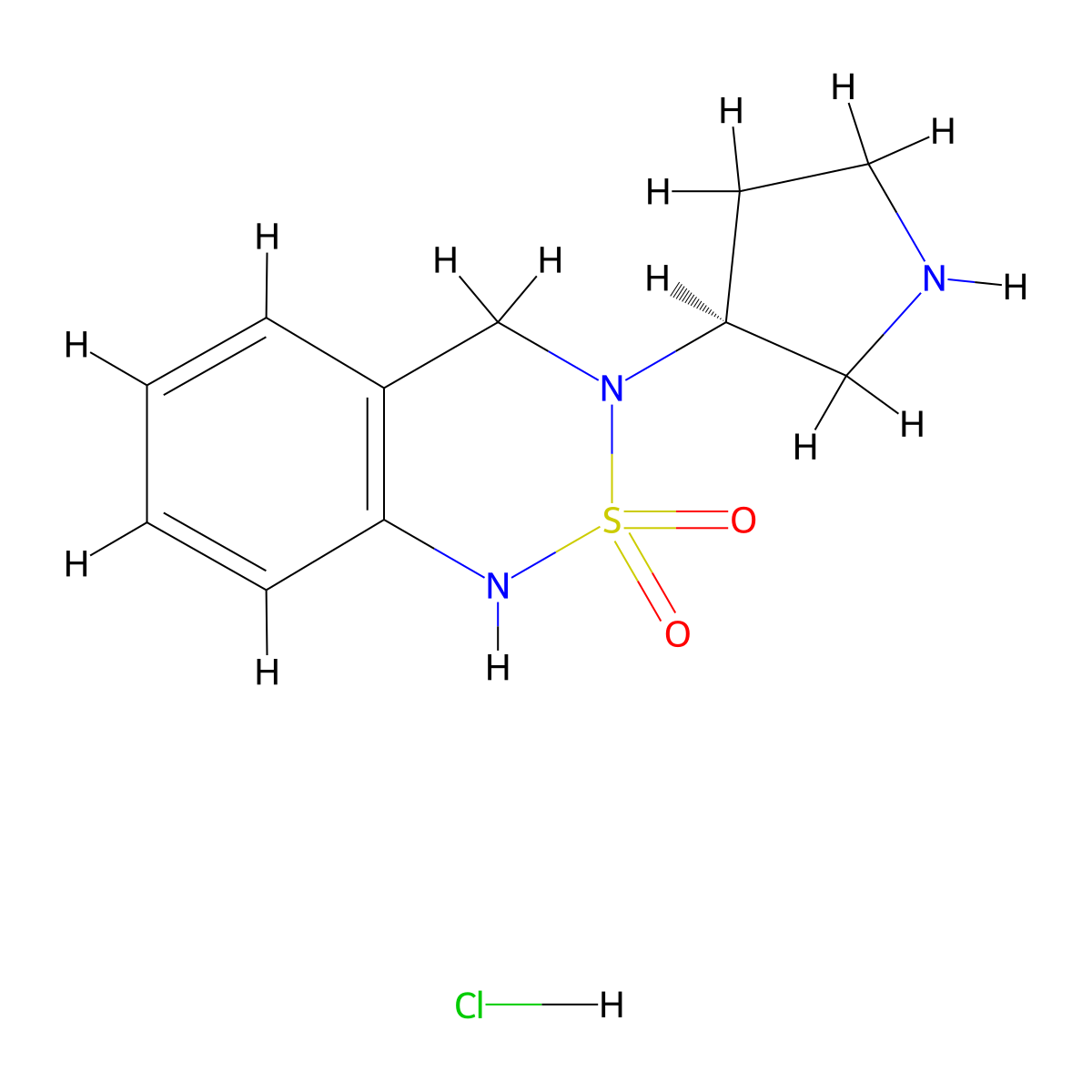 3-[(3S)-Pyrrolidin-3-yl]-1,4-dihydro-2lambda6,1,3-benzothiadiazine 2,2-dioxide;hydrochloride molecular structure, CAS 1389309-97-0