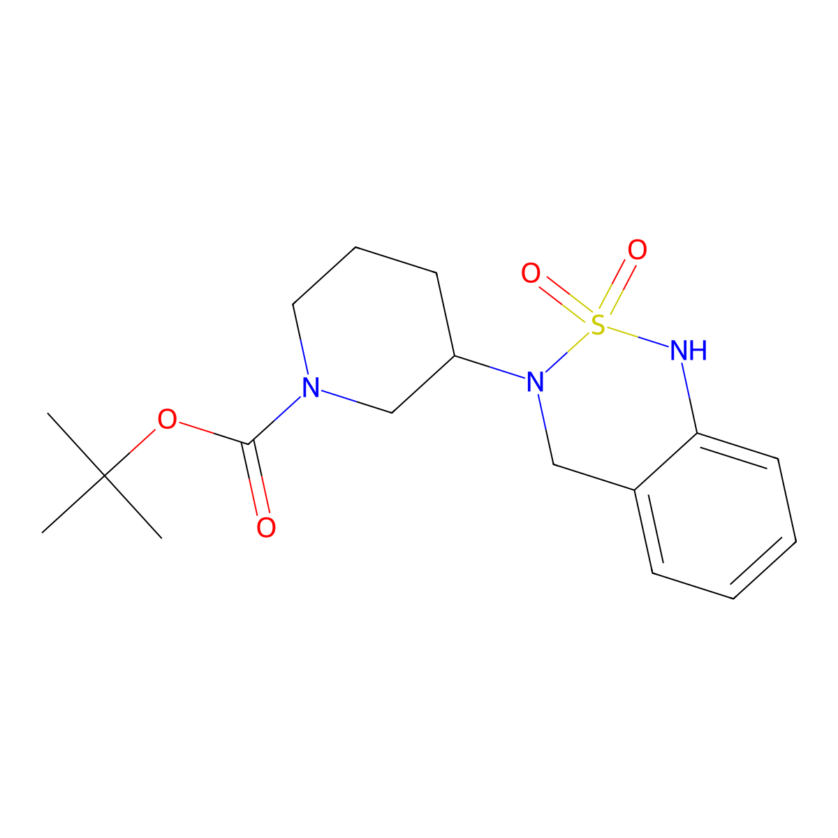 (R)-3-(2,2-Dioxo-1,4-dihydro-2H-2lambda*6*-benzo[1,2,6]thiadiazin-3-yl)-piperidine-1-carboxylic acid tert-butyl ester molecular structure, CAS 1389310-20-6