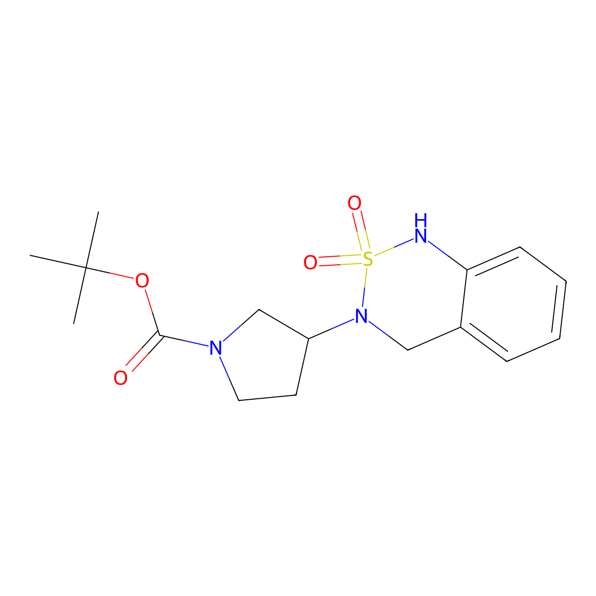 (R)-3-(2,2-Dioxo-1,4-dihydro-2H-2lambda*6*-benzo[1,2,6]thiadiazin-3-yl)-pyrrolidine-1-carboxylic acid tert-butyl ester molecular structure, CAS 1389310-22-8