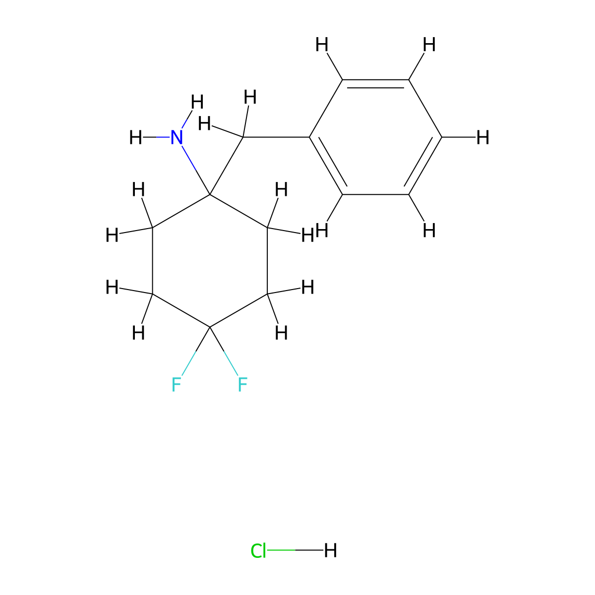 1-Benzyl-4,4-difluorocyclohexan-1-aminehydrochloride molecular structure, CAS 1389313-28-3