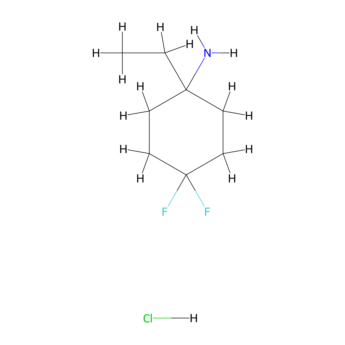 1-Ethyl-4,4-difluorocyclohexan-1-amine hydrochloride molecular structure, CAS 1389313-35-2