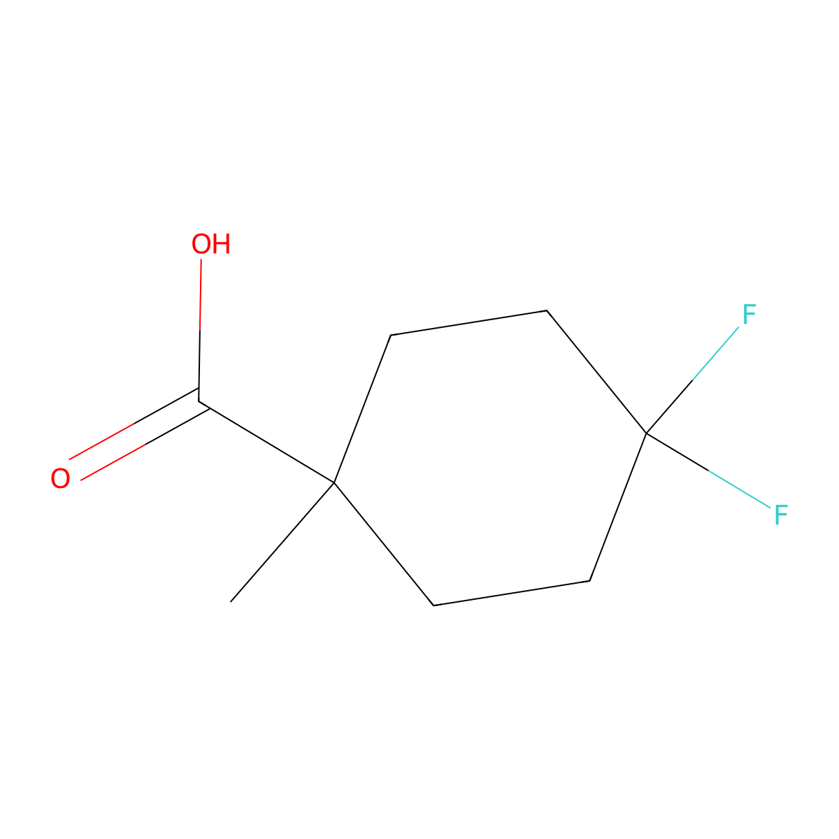 4,4-Difluoro-1-methylcyclohexanecarboxylic acid molecular structure, CAS 1389313-41-0