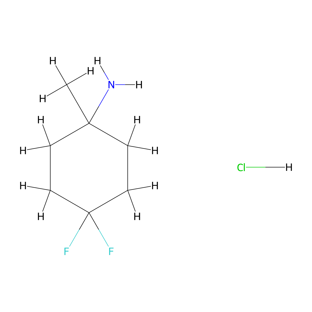 4,4-Difluoro-1-methylcyclohexan-1-amine hydrochloride molecular structure, CAS 1389313-43-2