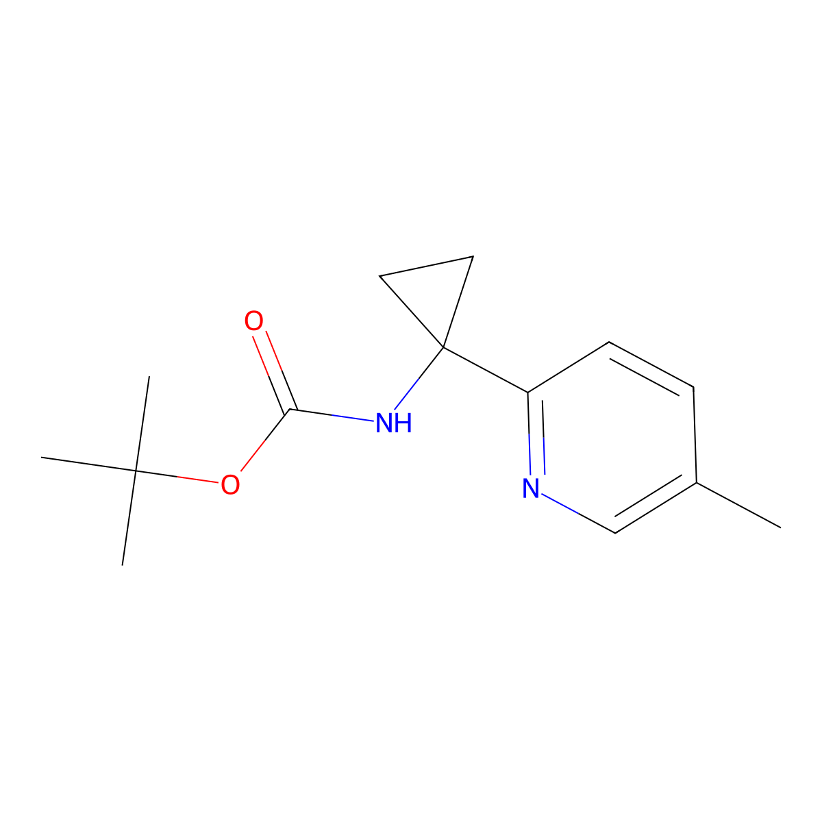 tert-Butyl N-[1-(5-methylpyridin-2-yl)cyclopropyl]carbamate molecular structure, CAS 1389313-45-4