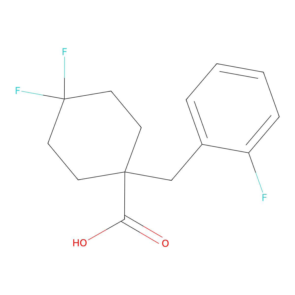 4,4-Difluoro-1-[(2-fluorophenyl)methyl]cyclohexane-1-carboxylic acid molecular structure, CAS 1389313-48-7