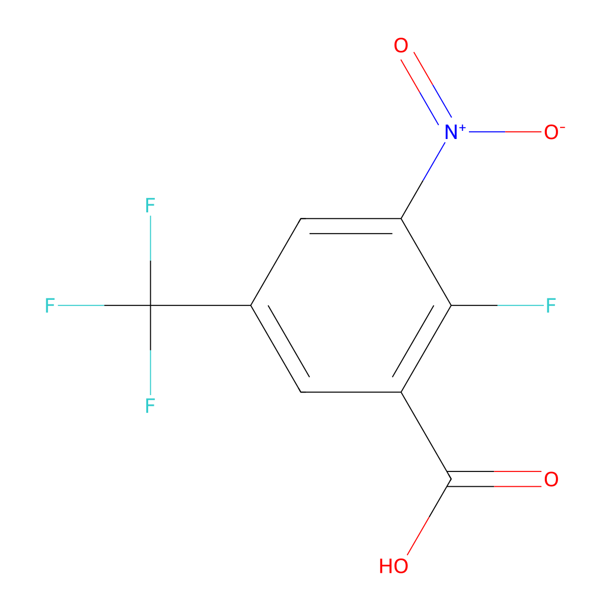 2-Fluoro-3-nitro-5-(trifluoromethyl)benzoic acid molecular structure, CAS 1389313-52-3