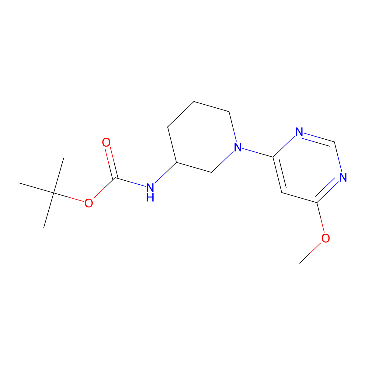 tert-Butyl (1-(6-methoxypyrimidin-4-yl)piperidin-3-yl)carbamate molecular structure, CAS 1389313-55-6