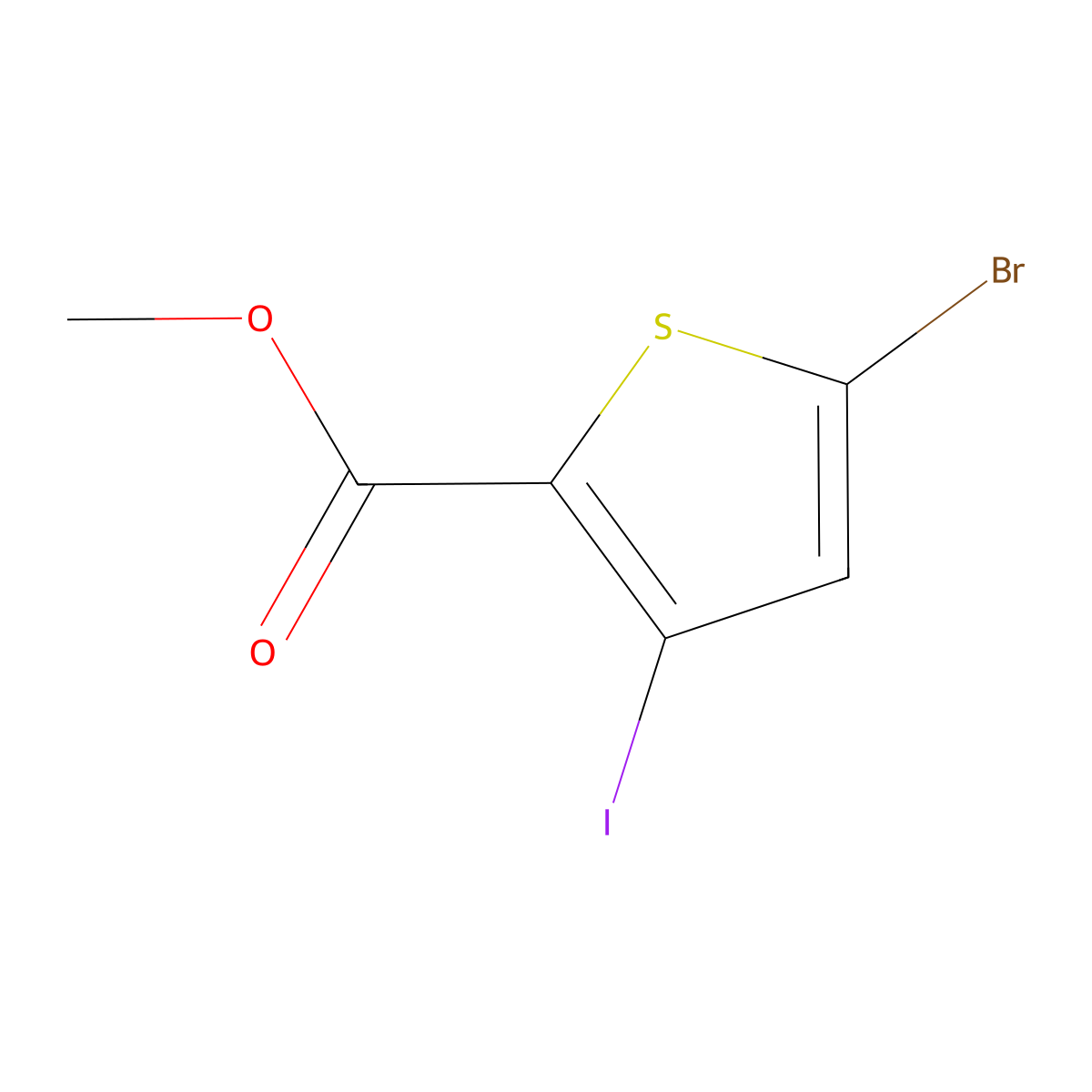 Methyl 5-Bromo-3-iodo-2-thiophenecarboxylate molecular structure, CAS 1389313-67-0