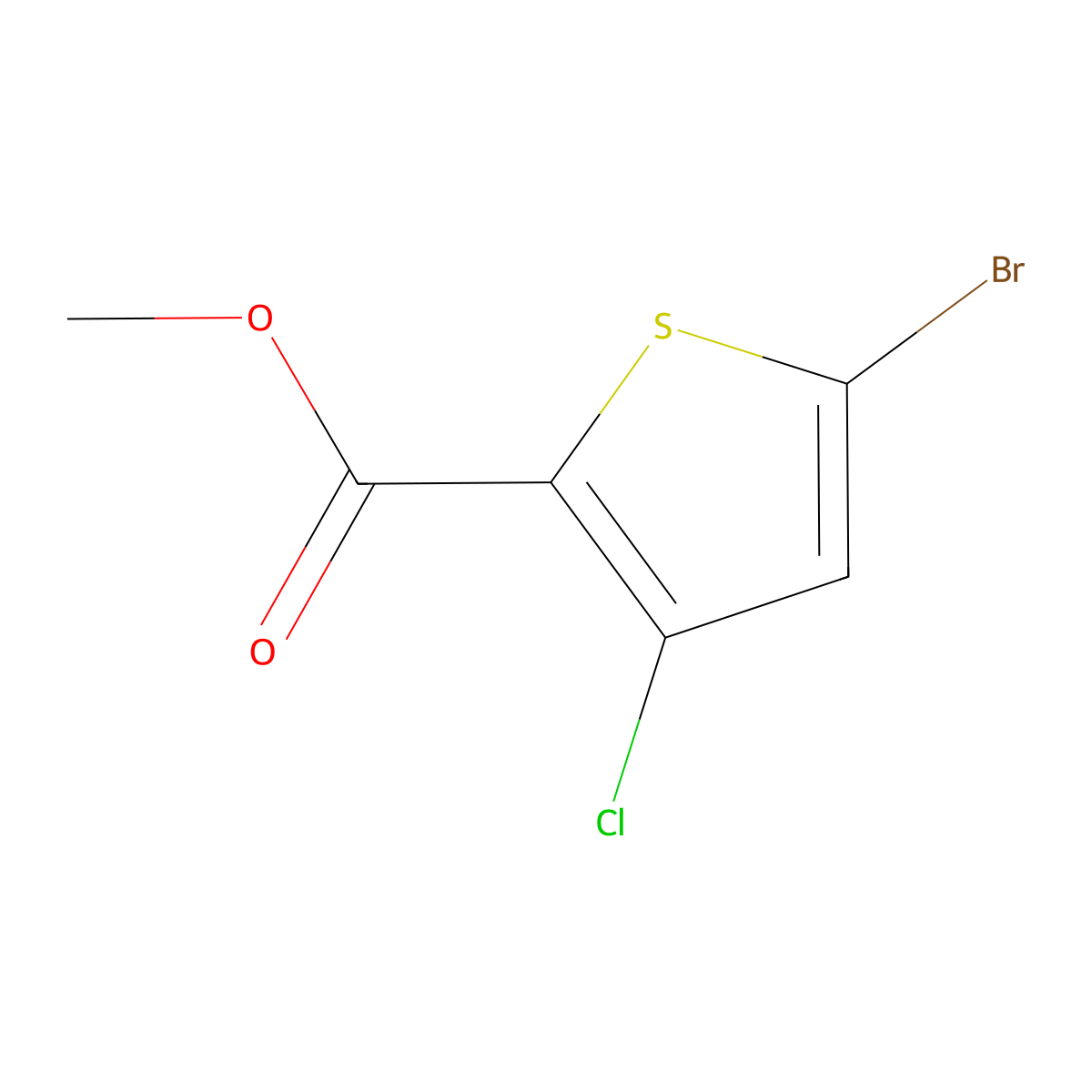 Methyl 5-Bromo-3-chloro-2-thiophene carboxylate molecular structure, CAS 1389314-98-0