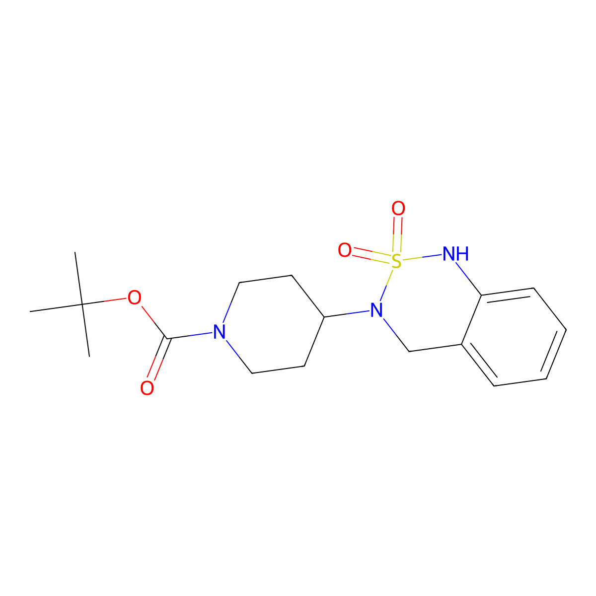 4-(2,2-Dioxo-1,4-dihydro-2H-2lambda*6*-benzo[1,2,6]thiadiazin-3-yl)-piperidine-1-carboxylic acid tert-butyl ester molecular structure, CAS 1389314-99-1