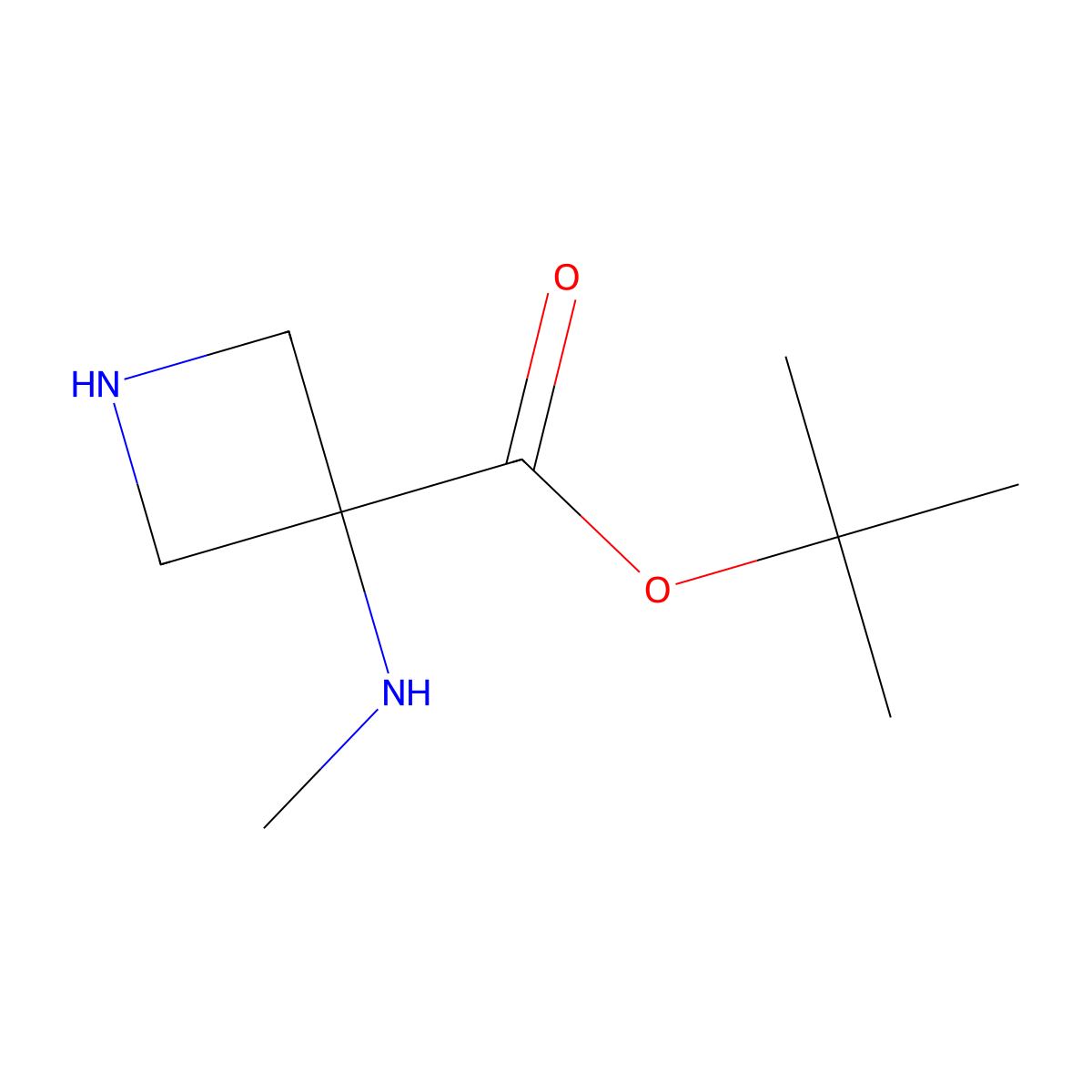 tert-Butyl 3-(methylamino)azetidine-3-carboxylate molecular structure, CAS 1389315-04-1