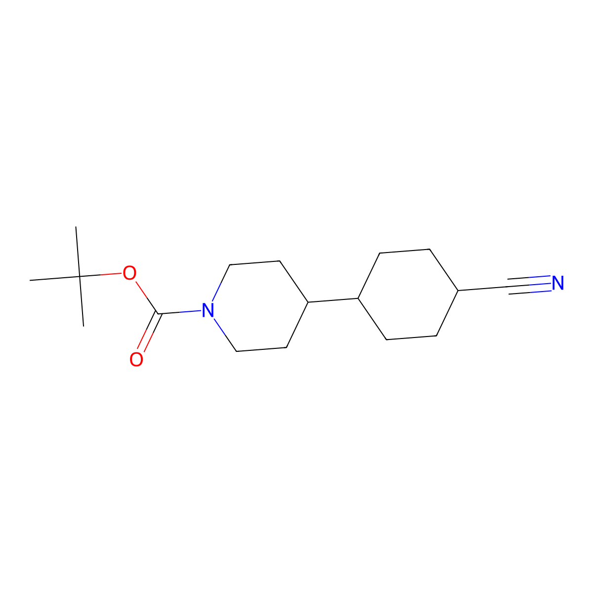 Tert-butyl 4-(4-cyanocyclohexyl)piperidine-1-carboxylate molecular structure, CAS 1389315-05-2