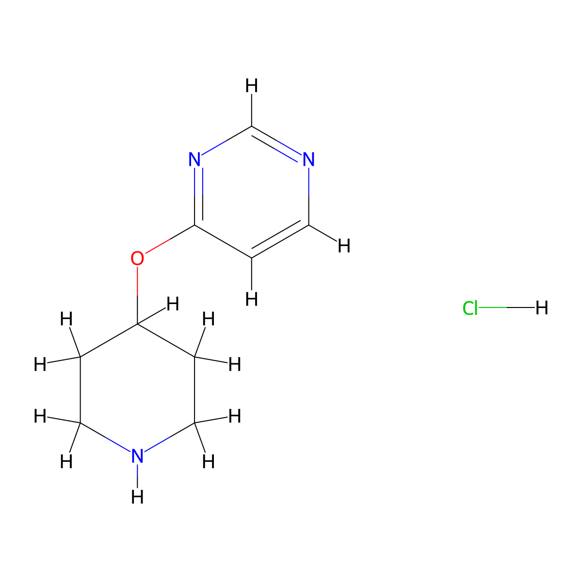 4-(Piperidin-4-yloxy)pyrimidine hydrochloride molecular structure, CAS 1389315-06-3