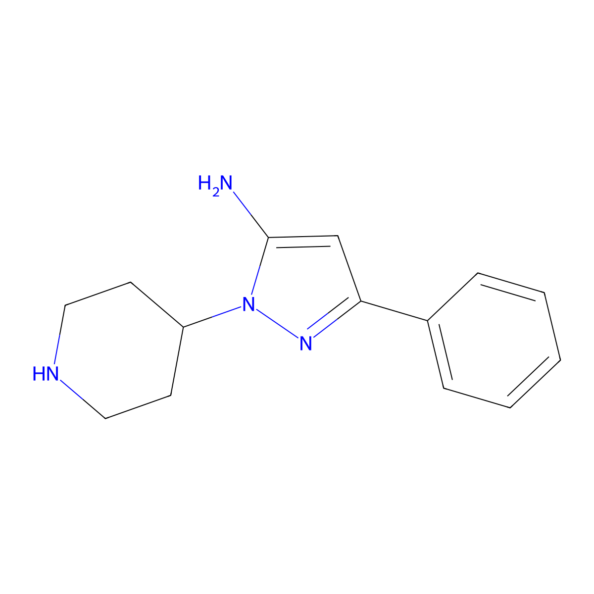 3-Phenyl-1-(piperidin-4-yl)-1H-pyrazol-5-amine molecular structure, CAS 1389315-07-4