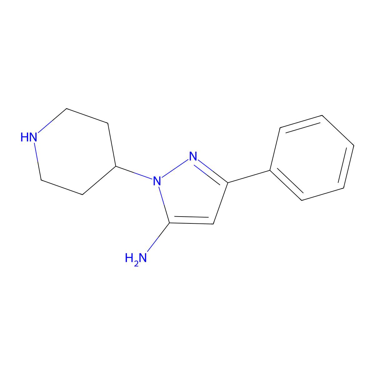3-Phenyl-1-(piperidin-4-yl)-1H-pyrazol-5-amine molecular structure, CAS 1389315-07-4
