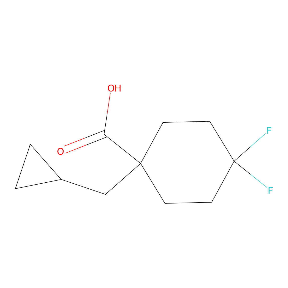 1-(Cyclopropylmethyl)-4,4-difluorocyclohexane-1-carboxylic acid molecular structure, CAS 1389315-09-6