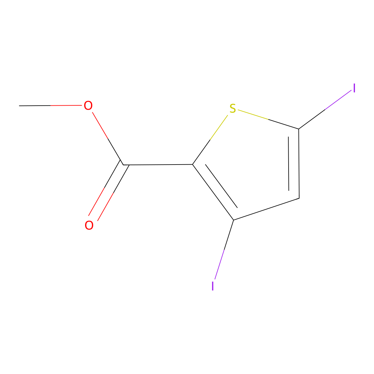 Methyl 3,5-diiodo-2-thiophenecarboxylate molecular structure, CAS 1389315-10-9