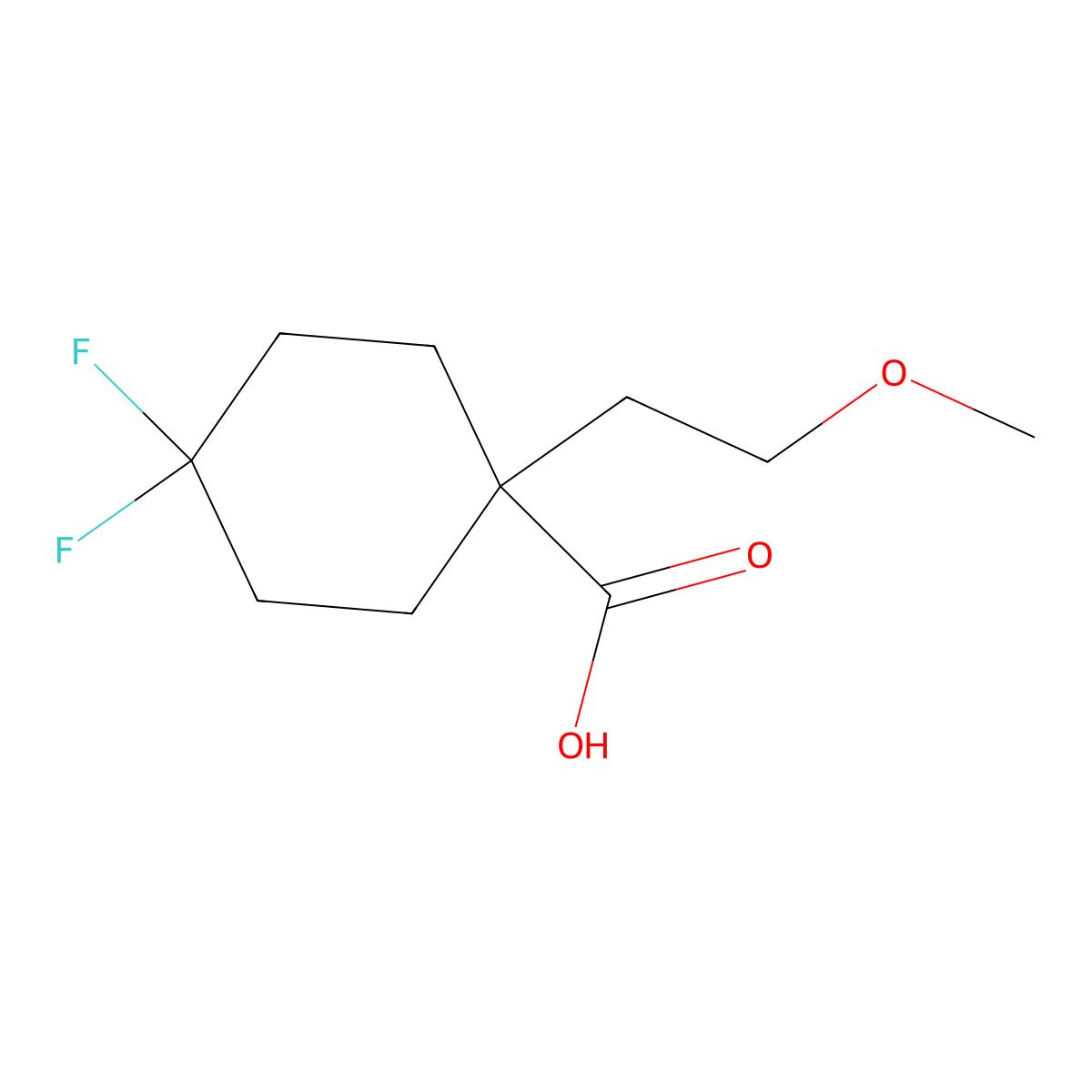 4,4-Difluoro-1-(2-methoxyethyl)cyclohexane-1-carboxylic acid molecular structure, CAS 1389315-15-4