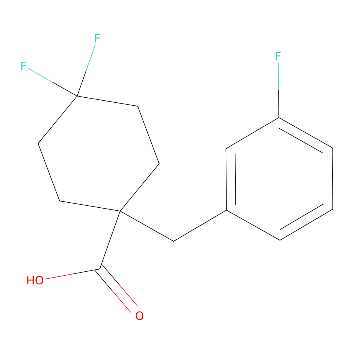 4,4-Difluoro-1-[(3-fluorophenyl)methyl]cyclohexane-1-carboxylic acid molecular structure, CAS 1389315-16-5