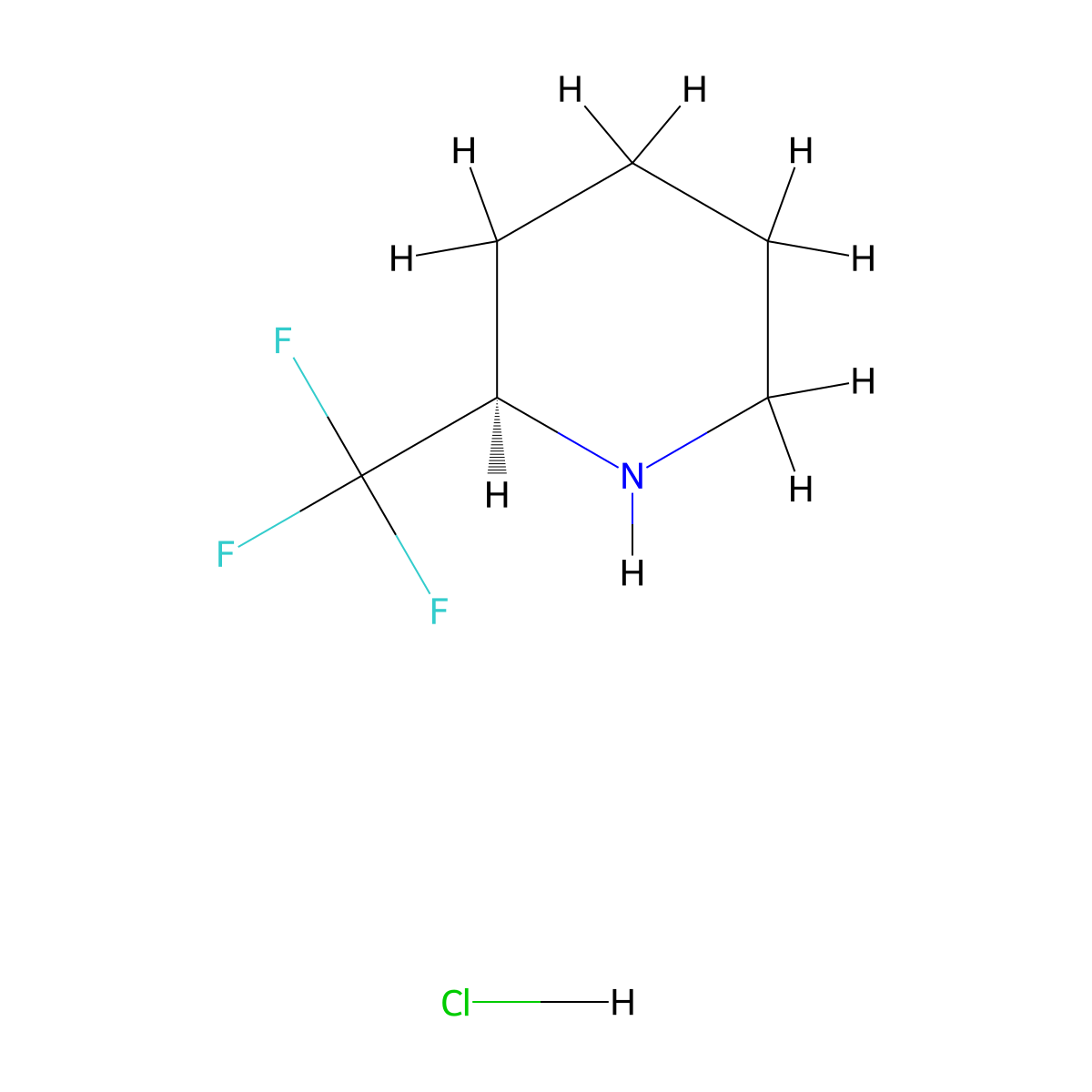 (2R)-2-(trifluoromethyl)piperidine hydrochloride molecular structure, CAS 1389320-26-6