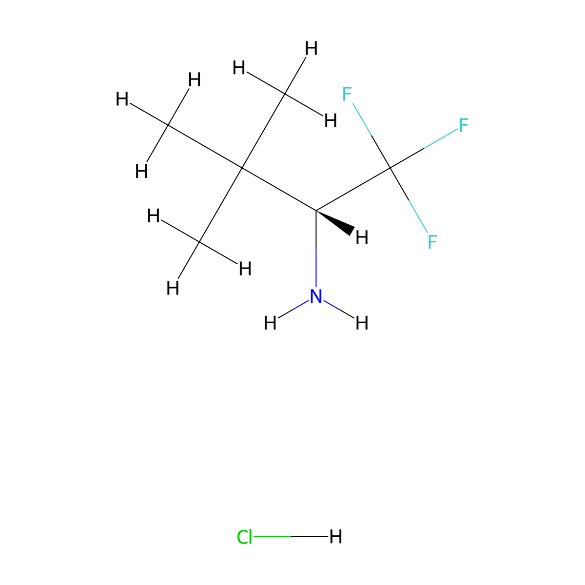 (2R)-1,1,1-trifluoro-3,3-dimethylbutan-2-amine hydrochloride molecular structure, CAS 1389320-36-8