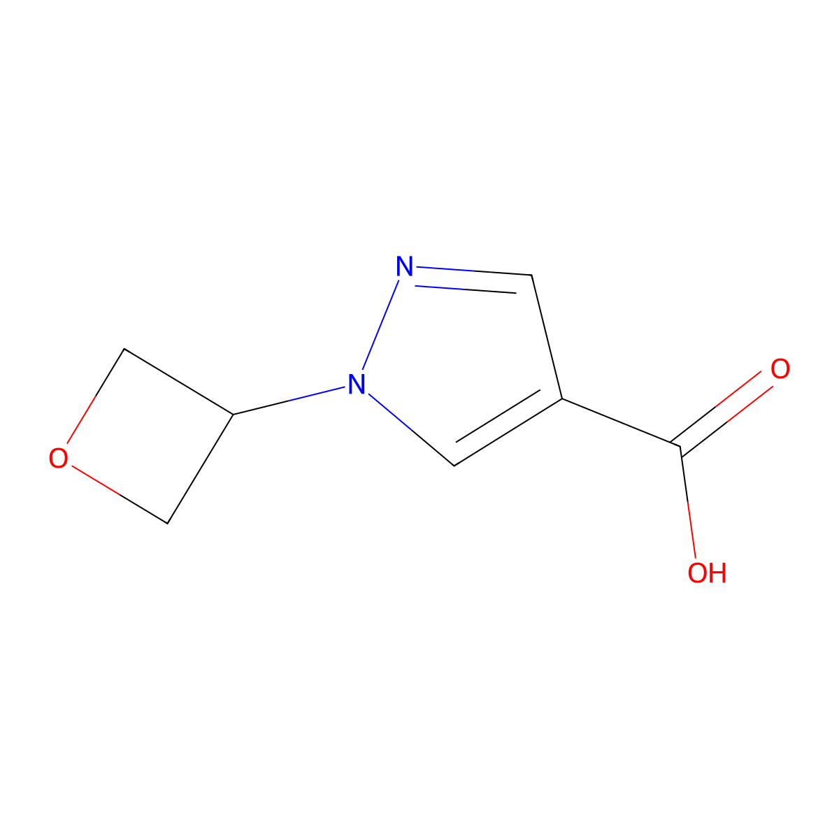 1-(oxetan-3-yl)-1H-pyrazole-4-carboxylic acid molecular structure, CAS 1389323-51-6