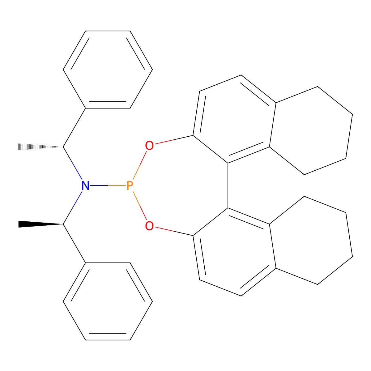 (11bR)-8,9,10,11,12,13,14,15-Octahydro-N,Nbis[(1R)-1-phenylethyl]dinaphtho[2,1-d:1',2'-f][1,3,2]dioxaphosphepin-4-amine molecular structure, CAS 1389329-66-1