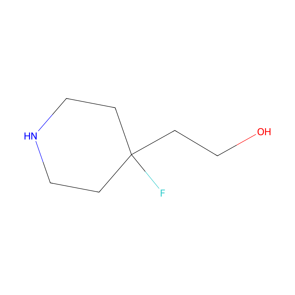 4-Fluoro-4-piperidineethanol molecular structure, CAS 1389338-22-0
