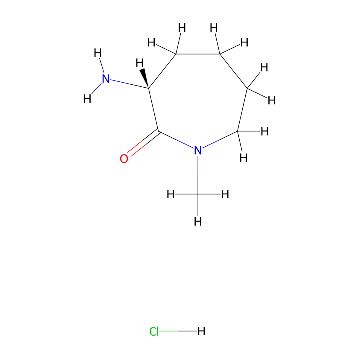 (3R)-3-amino-1-methylazepan-2-one hydrochloride molecular structure, CAS 1389338-41-3