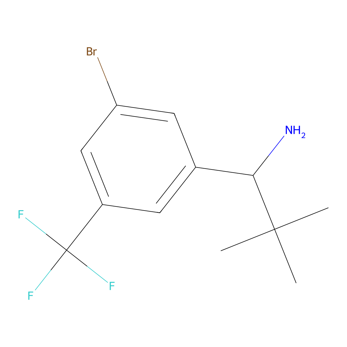 (S)-1-(3-Bromo-5-(trifluoromethyl)phenyl)-2,2-dimethylpropan-1-amine molecular structure, CAS 1389351-06-7