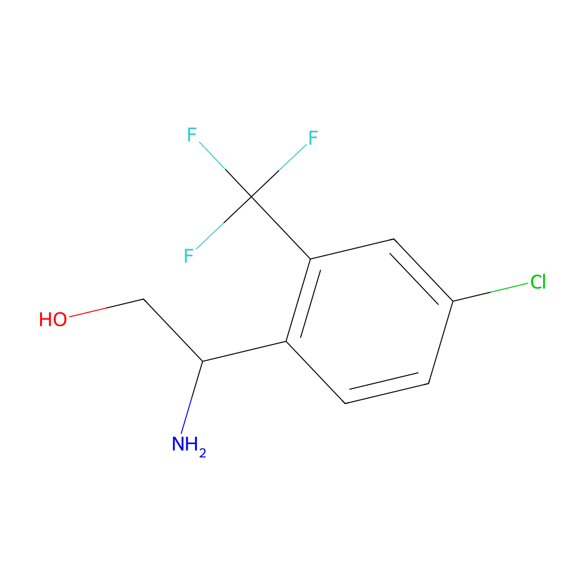 (2R)-2-amino-2-[4-chloro-2-(trifluoromethyl)phenyl]ethan-1-ol molecular structure, CAS 1389368-62-0
