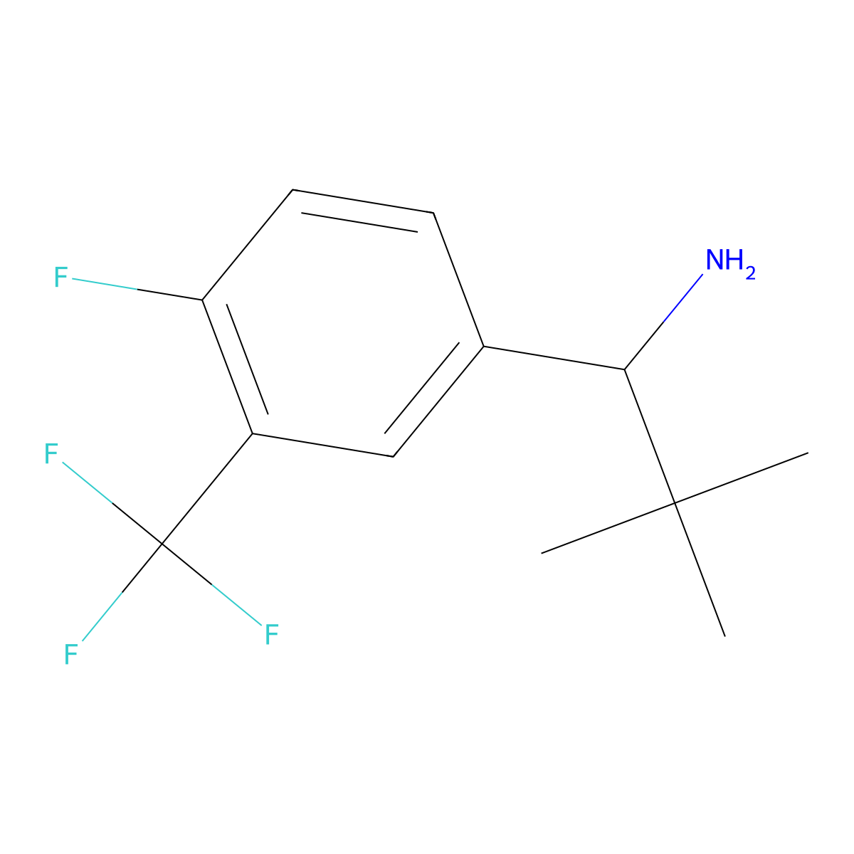 (S)-1-(4-Fluoro-3-(trifluoromethyl)phenyl)-2,2-dimethylpropan-1-amine molecular structure, CAS 1389370-22-2