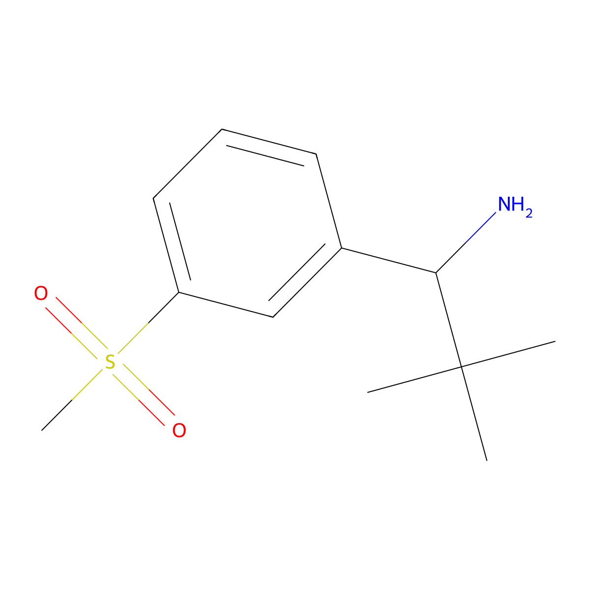(1R)-1-(3-methanesulfonylphenyl)-2,2-dimethylpropan-1-amine molecular structure, CAS 1389377-80-3