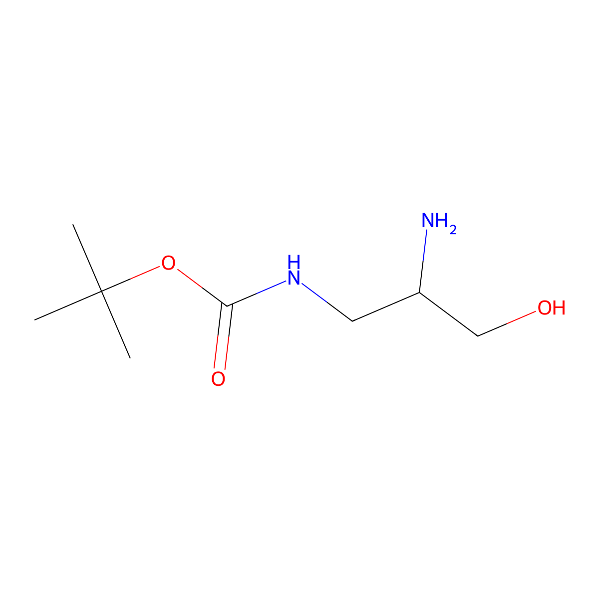 (R)-tert-Butyl 2-amino-3-hydroxypropylcarbamate molecular structure, CAS 1389385-19-6