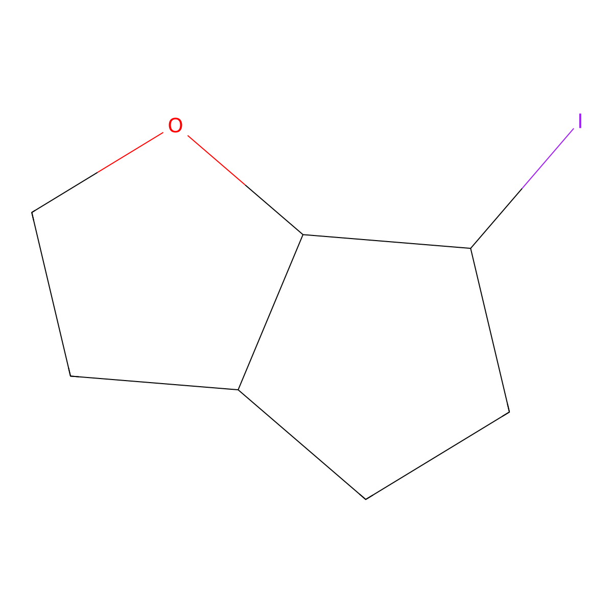 rac-(3aR,6S,6aS)-6-iodo-hexahydro-2H-cyclopenta(b)furan molecular structure, CAS 138943-60-9