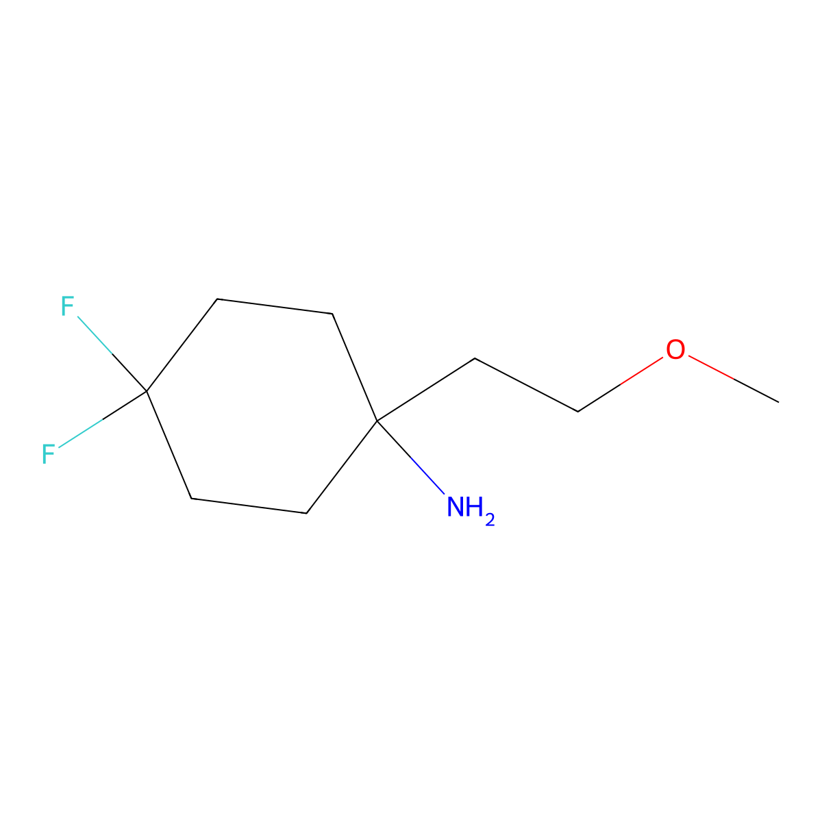 4,4-Difluoro-1-(2-methoxyethyl)cyclohexan-1-amine molecular structure, CAS 1389442-01-6