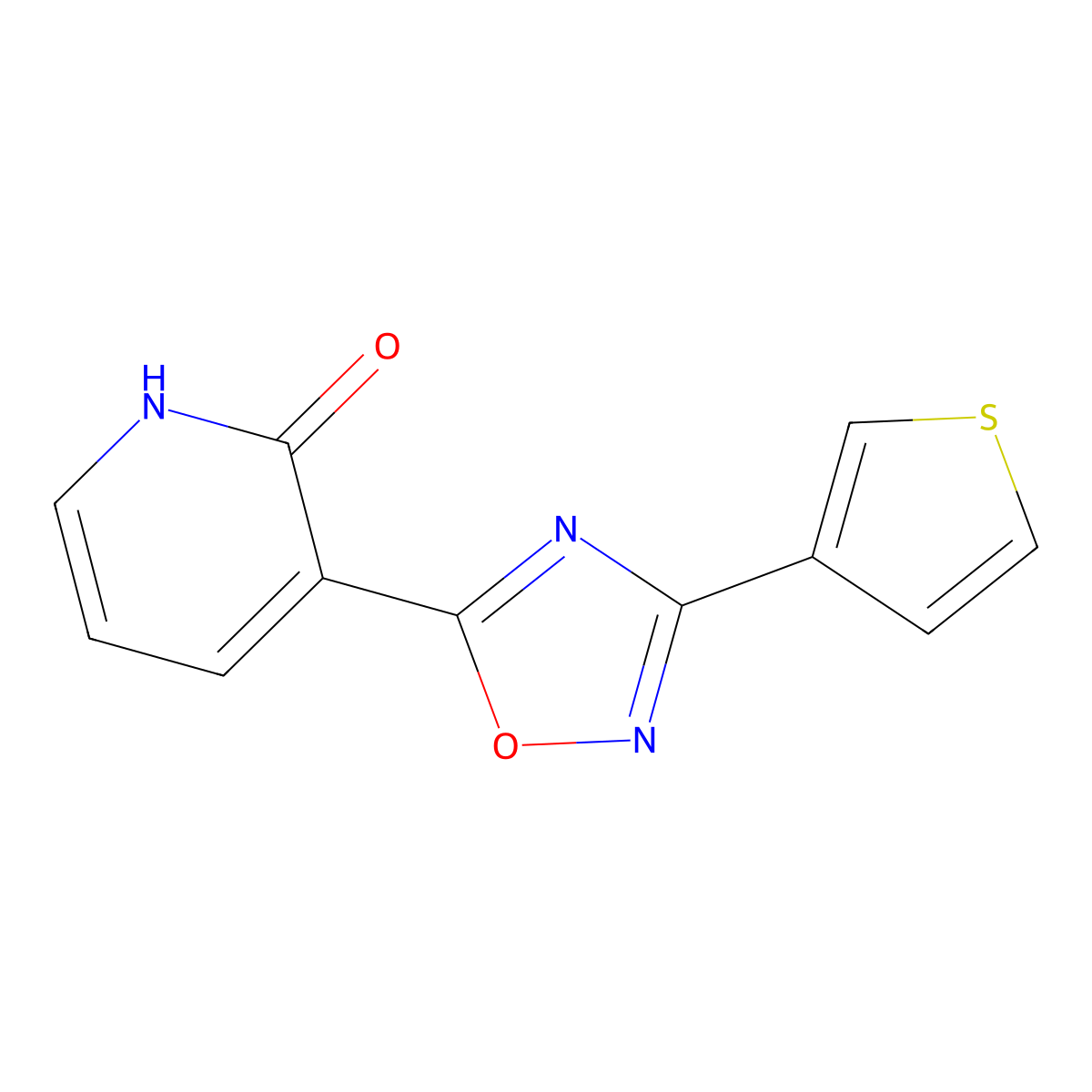 3-[3-(3-thienyl)-1,2,4-oxadiazol-5-yl]pyridin-2(1H)-one molecular structure, CAS 1389455-64-4