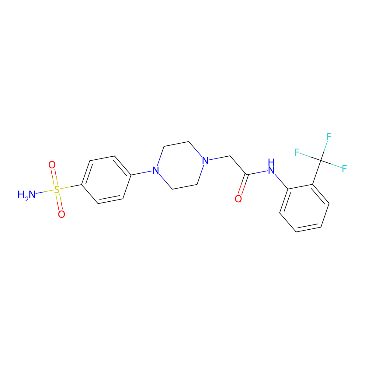 2-[4-(4-sulfamoylphenyl)piperazin-1-yl]-N-[2-(trifluoromethyl)phenyl]acetamide molecular structure, CAS 1389480-20-9