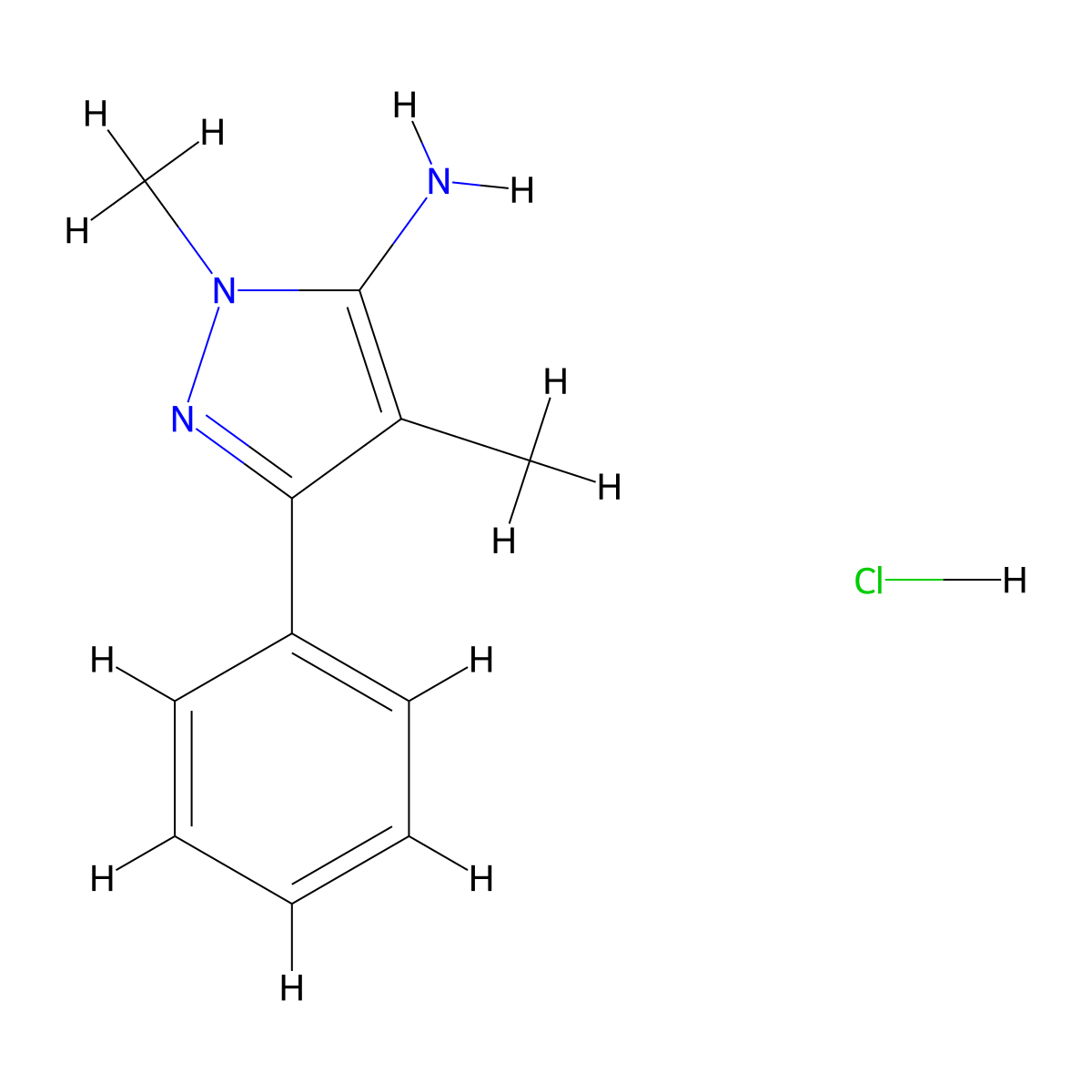 1,4-Dimethyl-3-phenyl-1H-pyrazol-5-amine hydrochloride molecular structure, CAS 138950-42-2