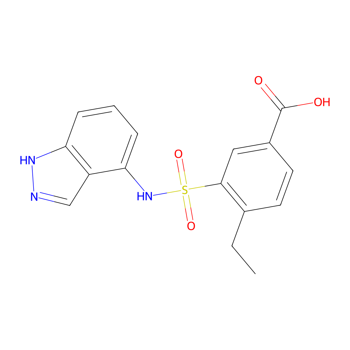 4-ethyl-3-[(1H-indazol-4-yl)sulfamoyl]benzoic acid molecular structure, CAS 1389553-66-5