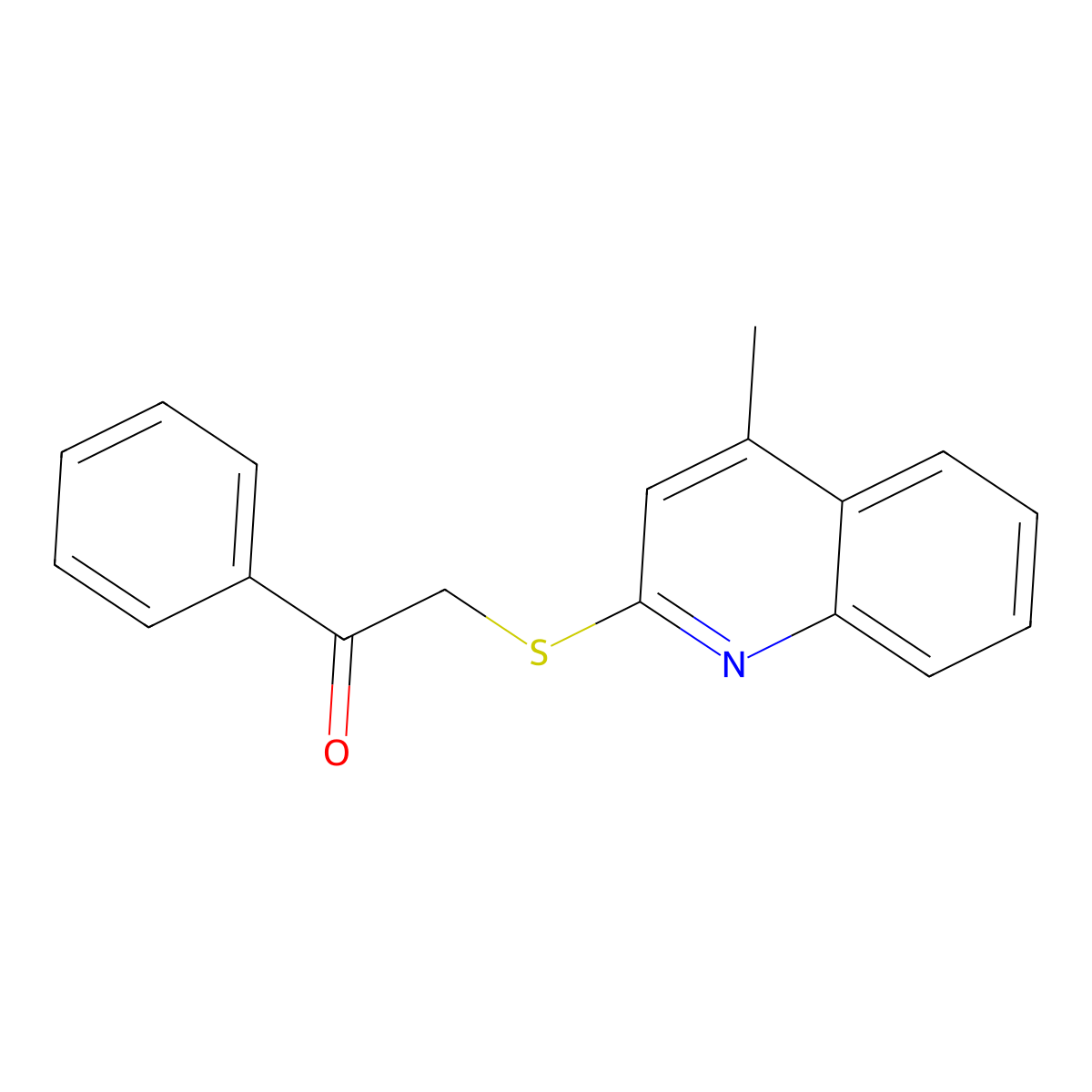 2-((4-Methyl-2-quinolinyl)thio)-1-phenylethanone molecular structure, CAS 13896-86-1