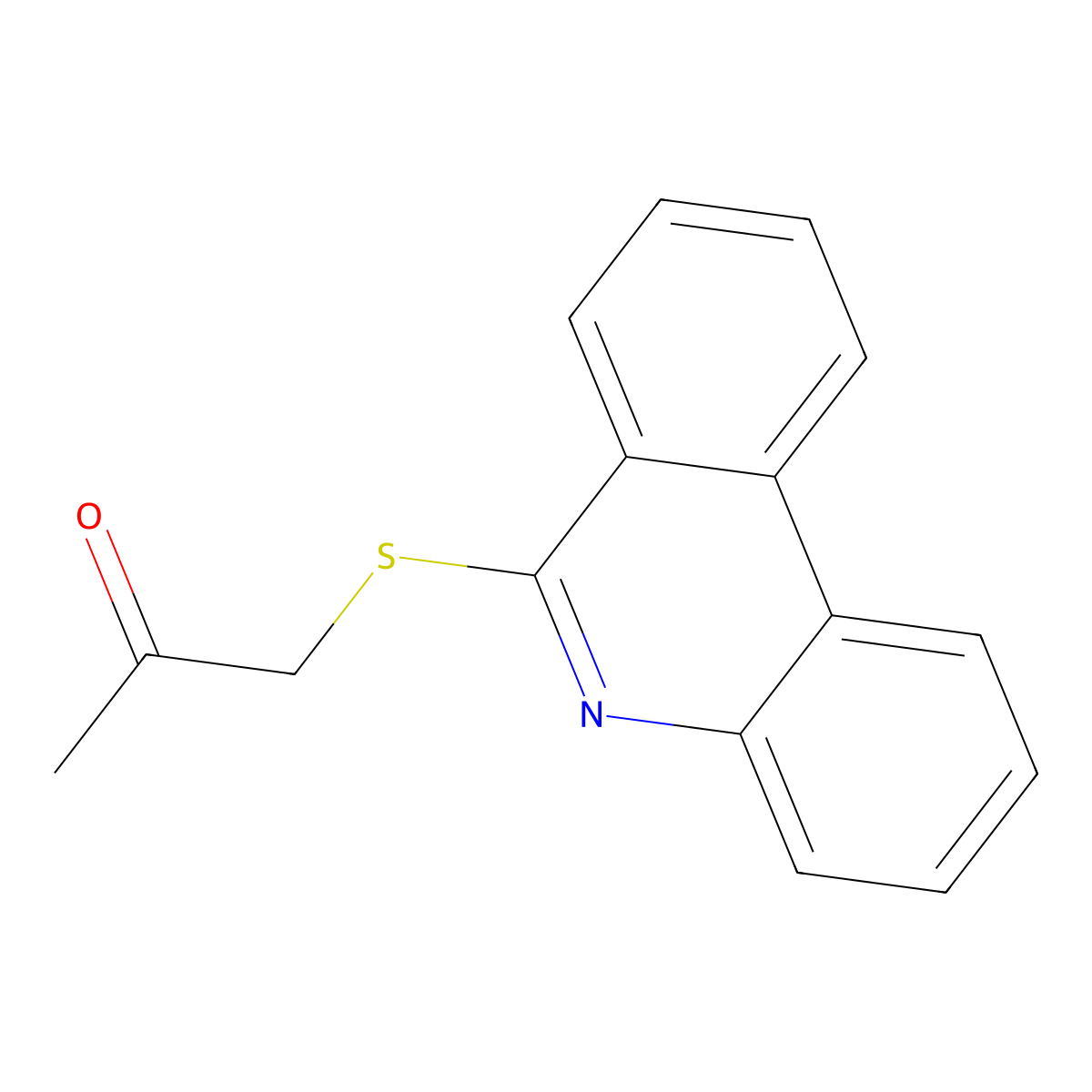 1-Phenanthridin-6-ylthioacetone molecular structure, CAS 13896-98-5