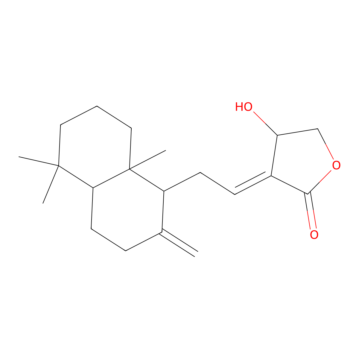 3-[2-(5,5,8a-trimethyl-2-methylidene-3,4,4a,6,7,8-hexahydro-1H-naphthalen-1-yl)ethylidene]-4-hydroxyoxolan-2-one molecular structure, CAS 138965-88-5