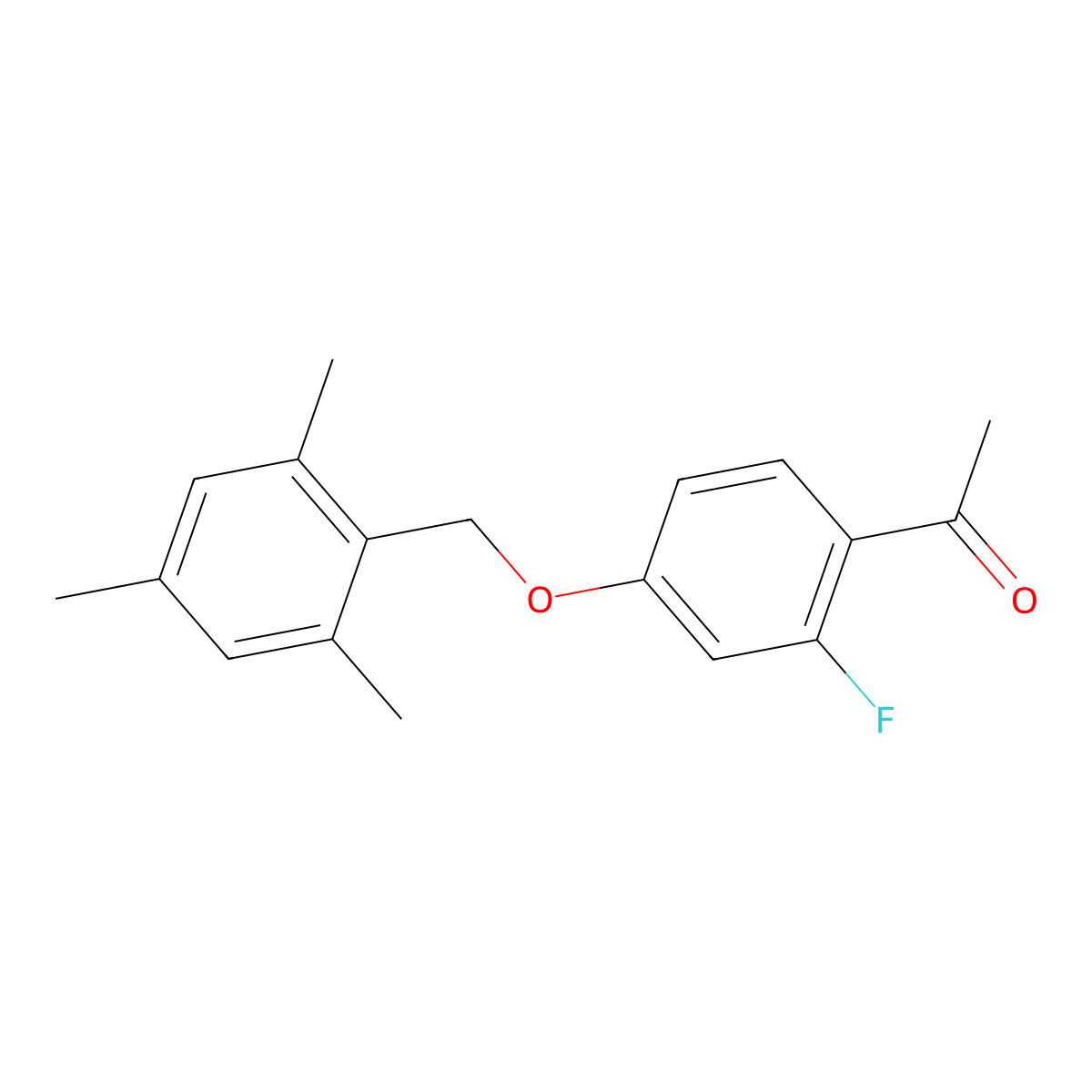 1-{2-Fluoro-4-[(2,4,6-trimethylphenyl)methoxy]phenyl}ethan-1-one molecular structure, CAS 1389653-59-1