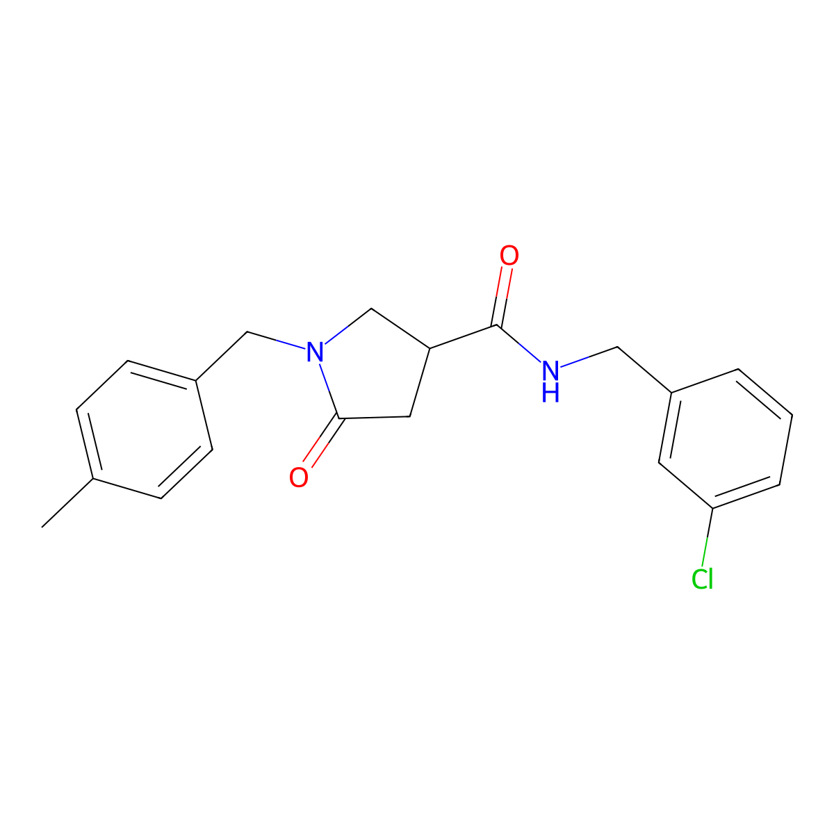 N-[(3-chlorophenyl)methyl]-1-[(4-methylphenyl)methyl]-5-oxopyrrolidine-3-carboxamide molecular structure, CAS 1389683-91-3